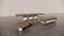 Victorian Timber Furniture Bundle Set 3 Piece Dark Natural Wood Low Sheen Satin Finish Mixed With Warm White Matte Tones Two-Tone Dining Table  Circular Coffee Table Matching Two-Tone TV Unit Front