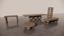 All Natural Victorian Dark Wood 5 Piece Furniture Bundle Set Low Sheen Satin Finish Dining Table Circular Coffee Table Étagère Console Two Tone TV Unit Matte Black Body Front