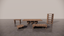 Natural Australian Blackwood Darkwood Textured Matching 5 Piece Furniture Bundle Set Dining Table Circular Coffee Table Étagère Shelf Console Two Tone TV Unit With Low Sheen Black Satin Front