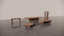 Natural Australian Blackwood Textured Darkwood 5 Piece Furniture Set Bundle Dining Table Circular Coffee Table  Étagère Console Two Tone TV Unit Low Sheen Black Satin Front Side