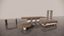 Natural Victorian Timber Two Tone Dark Wood Low Sheen Satin Mixed With Cream White Matte Tones Bundle 5 Piece Furniture Set Dining Table Circular Coffee Table Étagère Console TV Unit Front