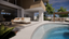 Natural Stone Marble Gold Brown Blue Textured Finish Circular Coffee Table indoor Outdoor Living Pool 