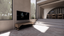 Natural Australian Blackwood Textured Dark Wood Satin Low Sheen Satin Finish Two Tone TV Unit Black Matte Body Living Front Side 