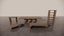 Front view of handcrafted Complete Set 5 Piece Inchys Lucios featuring Dining Table Inchys Lucios, Round Coffee Table Inchys Lucios, Étagère Inchys Lucios and Console Inchys Lucios in dark low-sheen satin solid Victorian timber, plus two-tone TV Unit Inchys Lucios with black matte body.