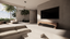 Natural Wood Australian Blackwood Two Tone Textured Dark Timber With Satin Low Sheen Black Finish TV Unit Living Side